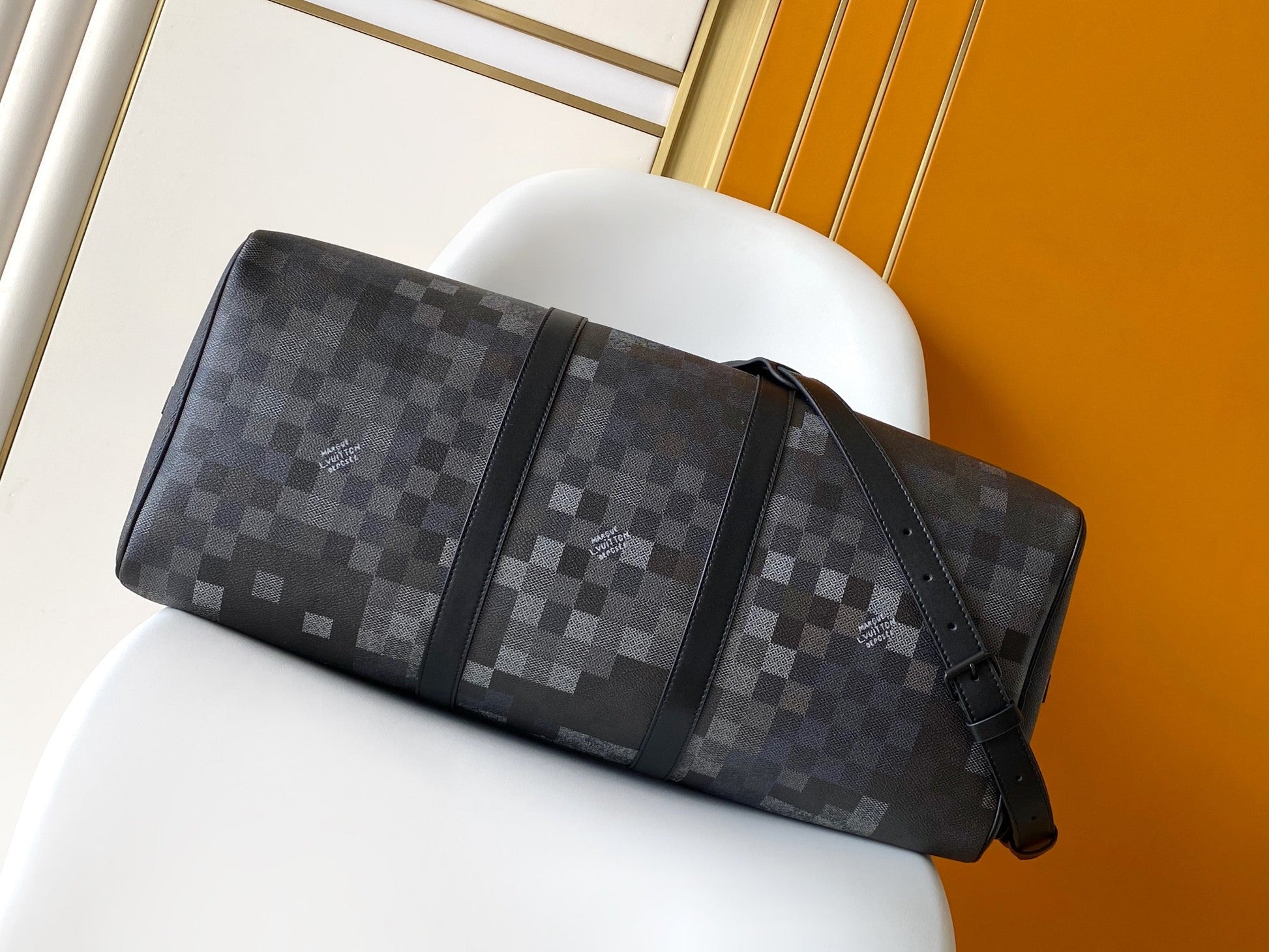 LV Keepall Bandouliere 50 Travel Bag Black Damoflage Canvas mysite