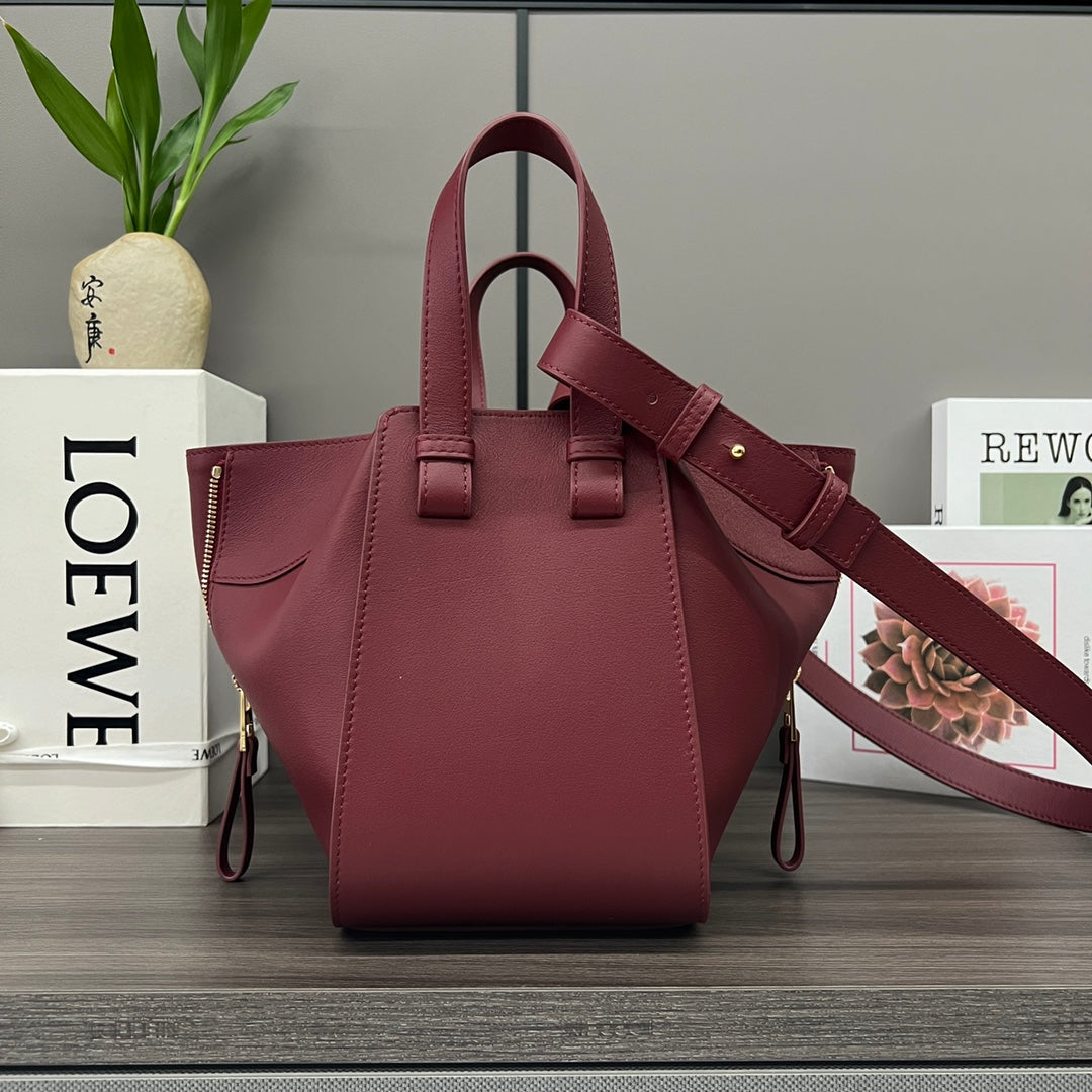 LOE 20 HAMMOCK COMPACT BAG IN BURGUNDY RED CALFSKIN mysite
