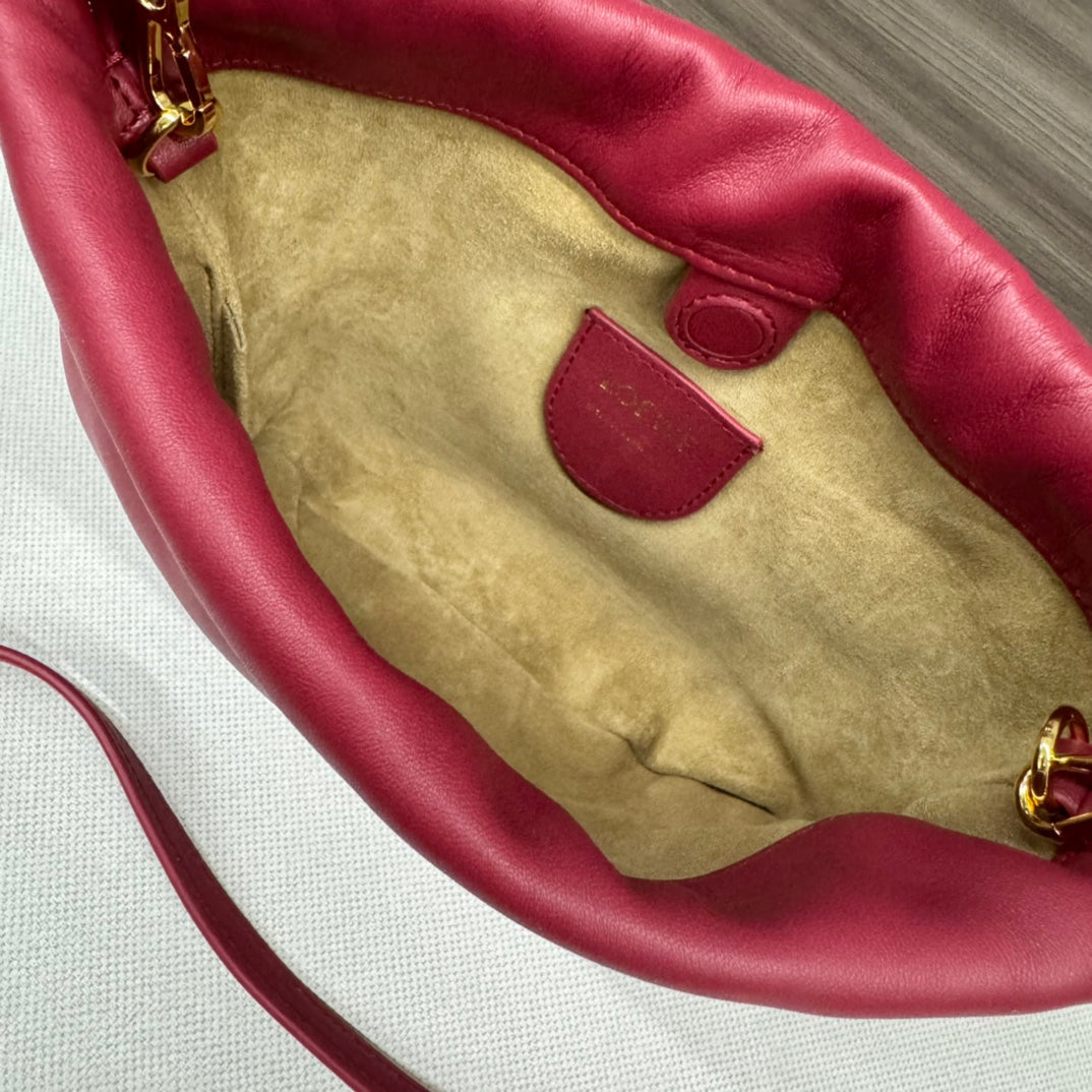 LOE 23 FLAMENCO PURSE BUCKET IN RED PINK LAMBSKIN mysite