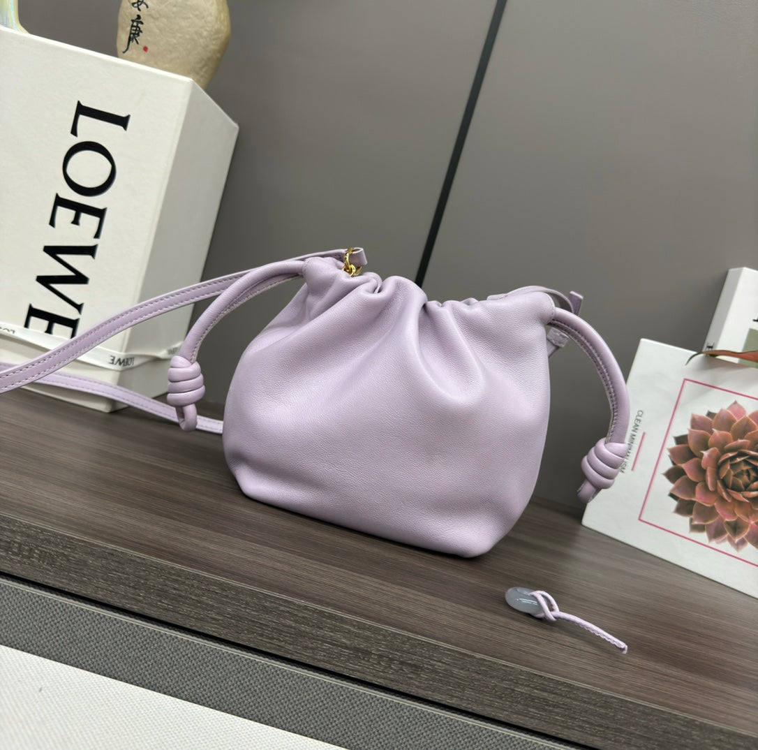 LOE 23 FLAMENCO PURSE BUCKET IN PERIWINKLE PURPLE LAMBSKIN mysite