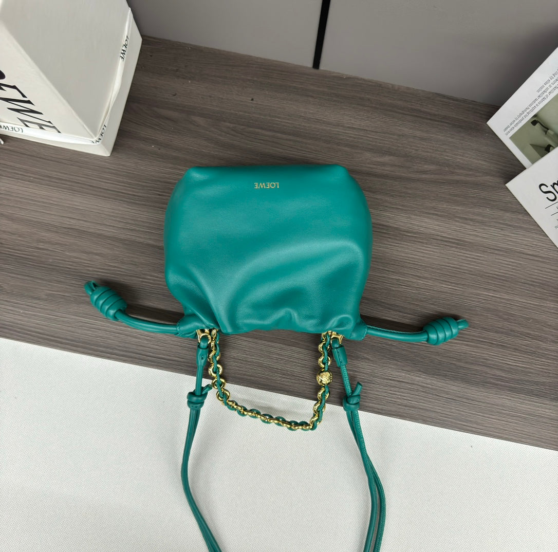 LOE 23 FLAMENCO PURSE BUCKET IN TEAL GREEN LAMBSKIN mysite