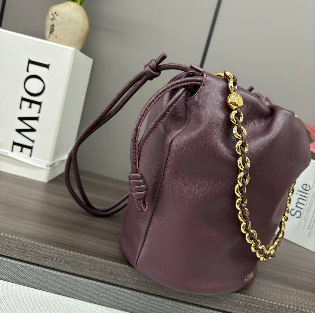Loewe Flamenco Purse Bucket 32 Dark Burgundy Lambskin Ghw mysite