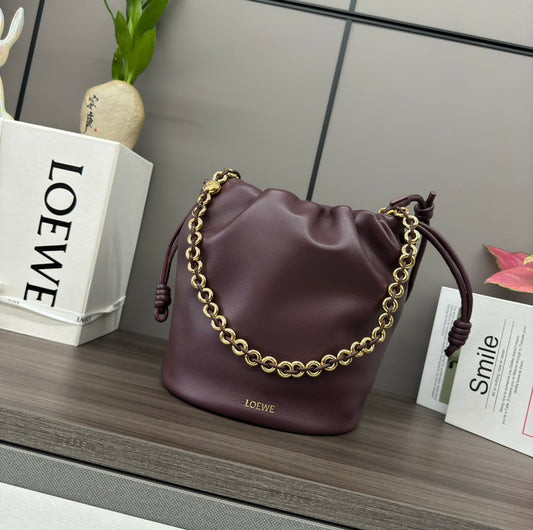 LOE 32 FLAMENCO PURSE BUCKET IN CHESTNUT BROWN LAMBSKIN mysite