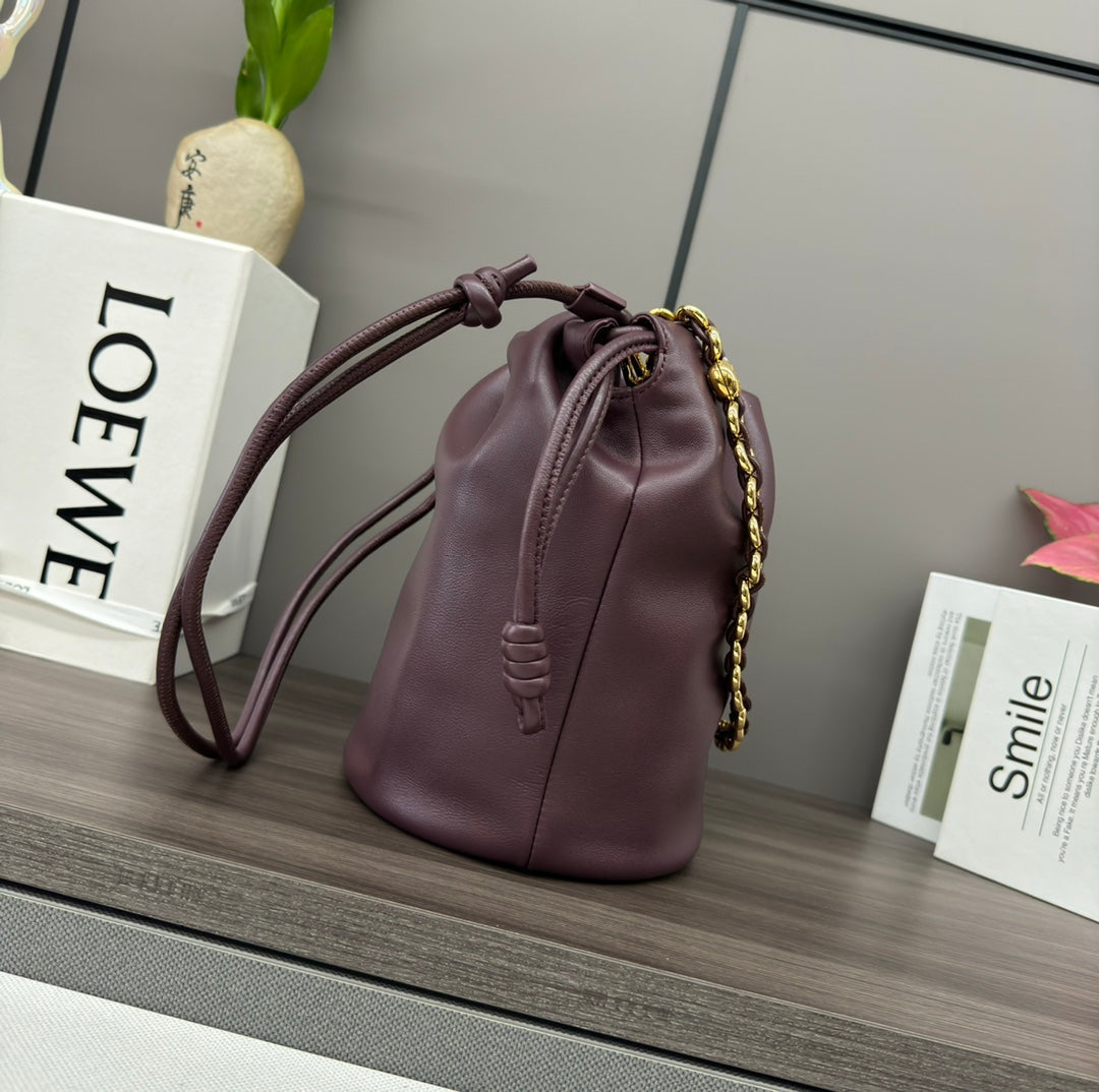 LOE 32 FLAMENCO PURSE BUCKET IN CHESTNUT BROWN LAMBSKIN mysite