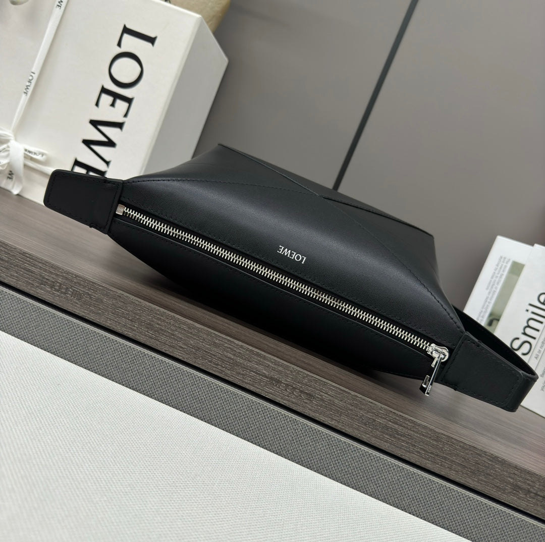PUZZLE FOLD WASH 22 BAG IN BLACK SHINY CALFSKIN mysite