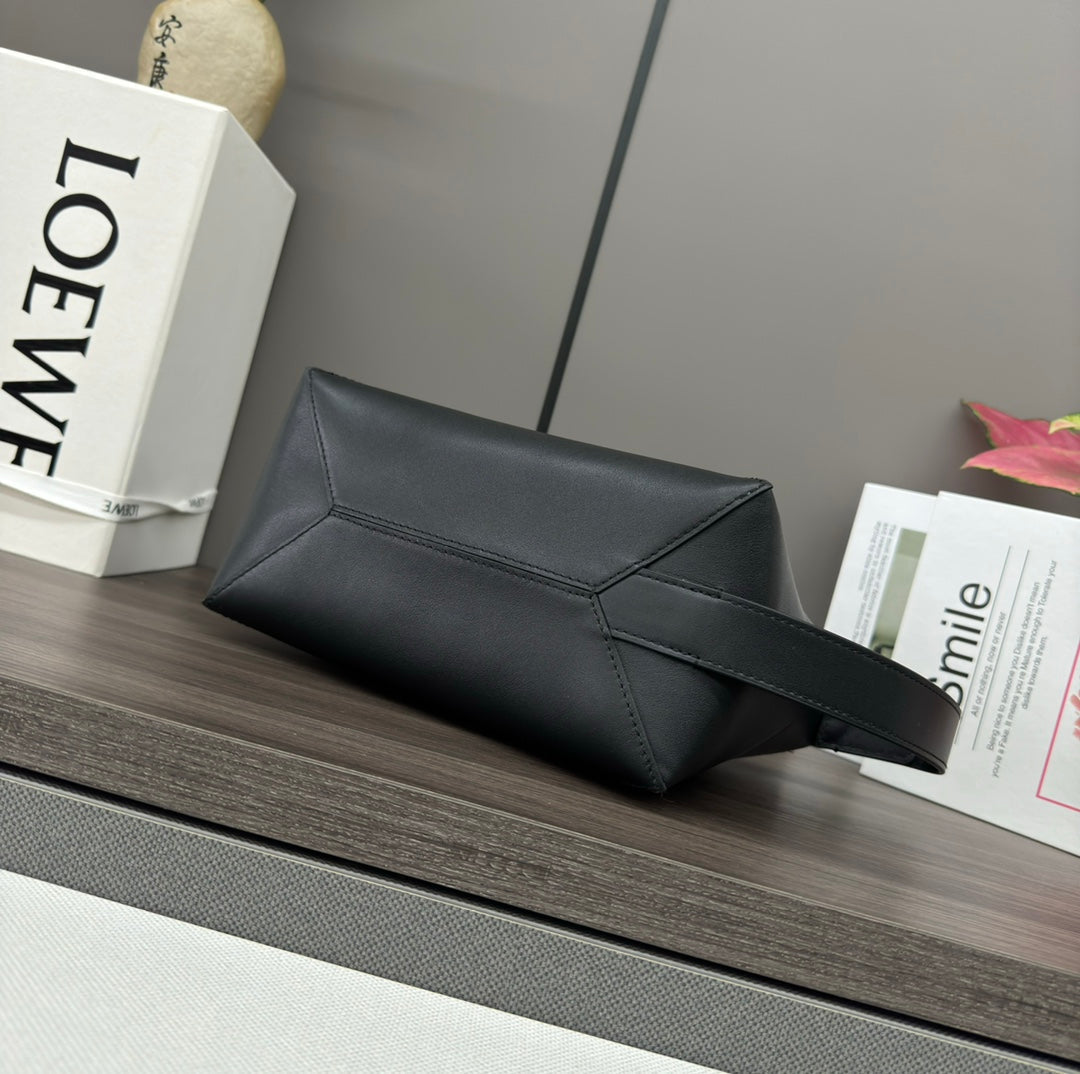 PUZZLE FOLD WASH 22 BAG IN BLACK SHINY CALFSKIN mysite