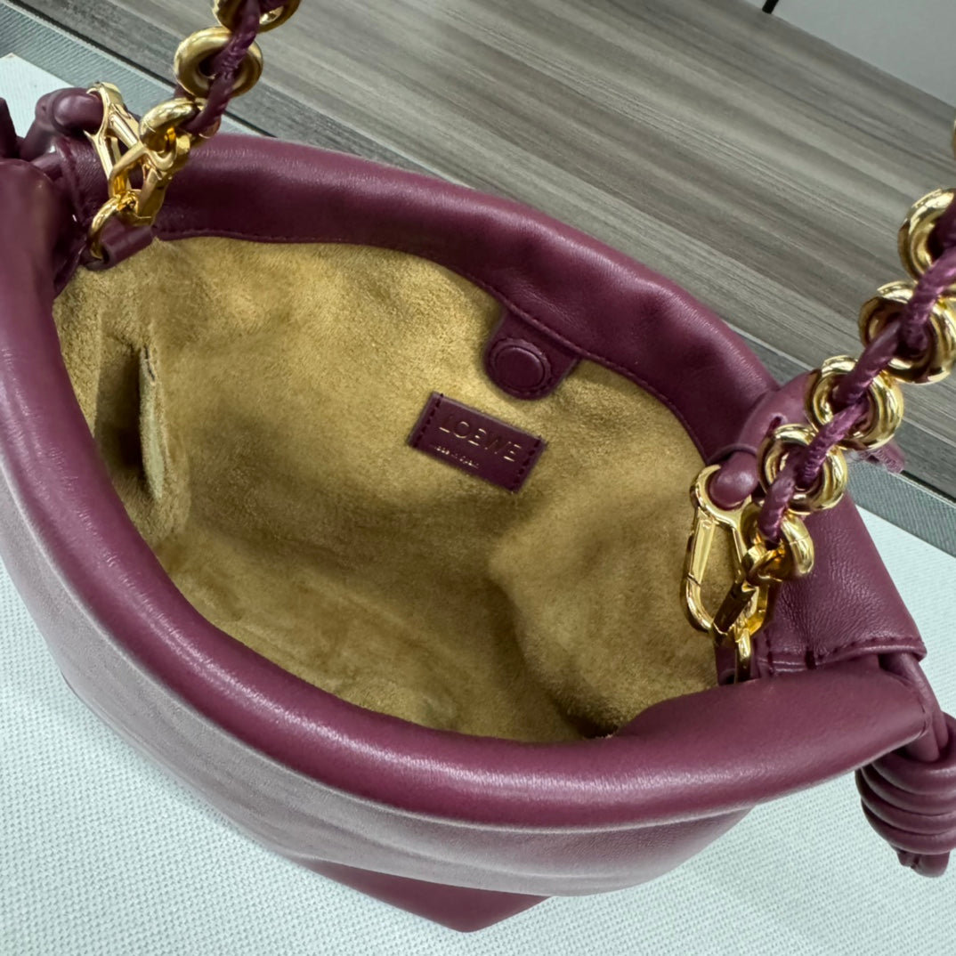LOE 23 FLAMENCO PURSE BUCKET IN PLUM PURPLE LAMBSKIN mysite