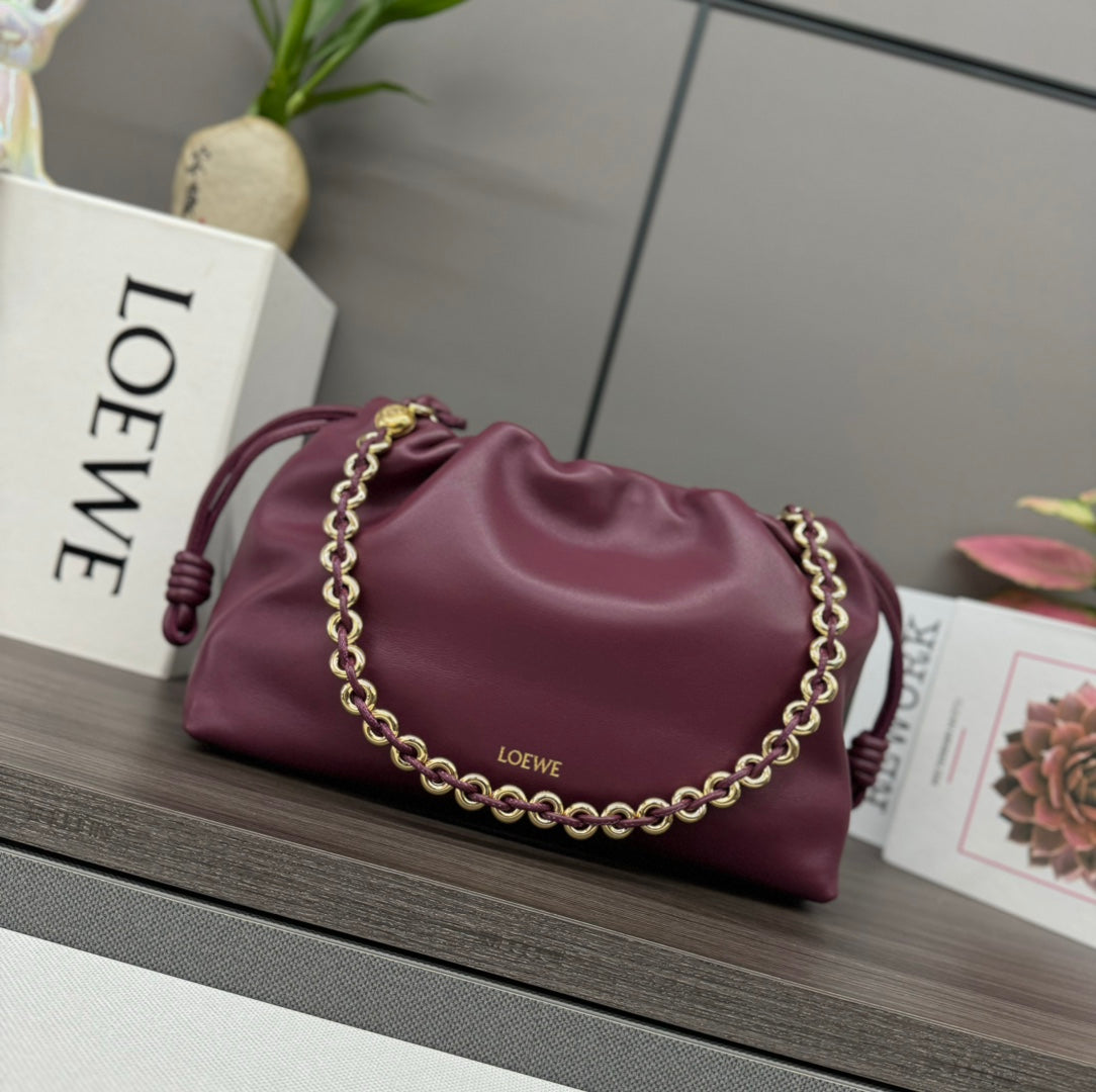 LOE MEDIUM 30 FLAMENCO PURSE BUCKET IN PLUM PURPLE LAMBSKIN mysite