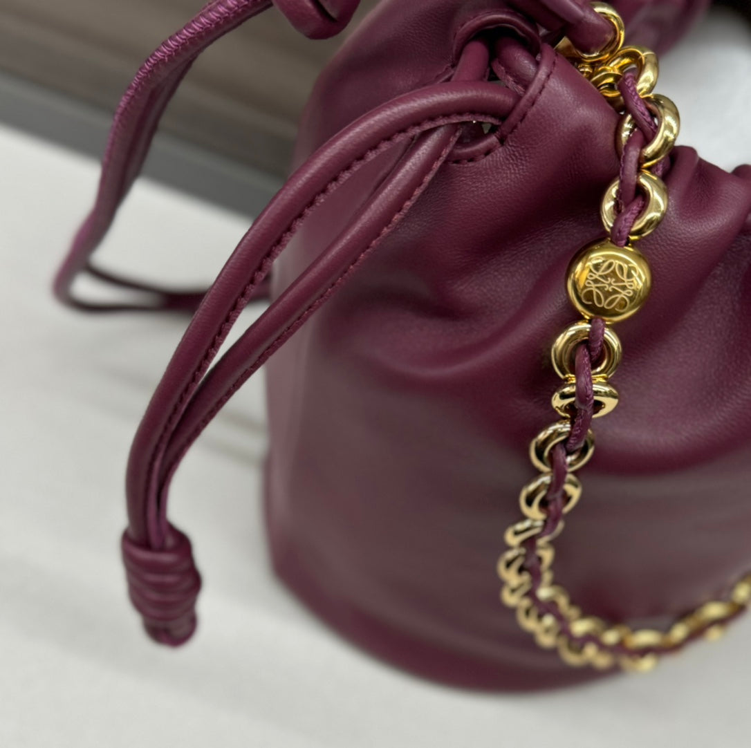 LOE 32 FLAMENCO PURSE BUCKET IN PLUM PURPLE LAMBSKIN mysite