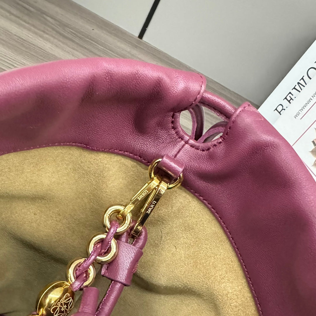 LOE 32 FLAMENCO PURSE BUCKET IN PLUM PURPLE LAMBSKIN mysite