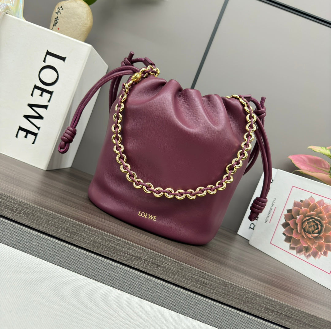 LOE 32 FLAMENCO PURSE BUCKET IN PLUM PURPLE LAMBSKIN mysite