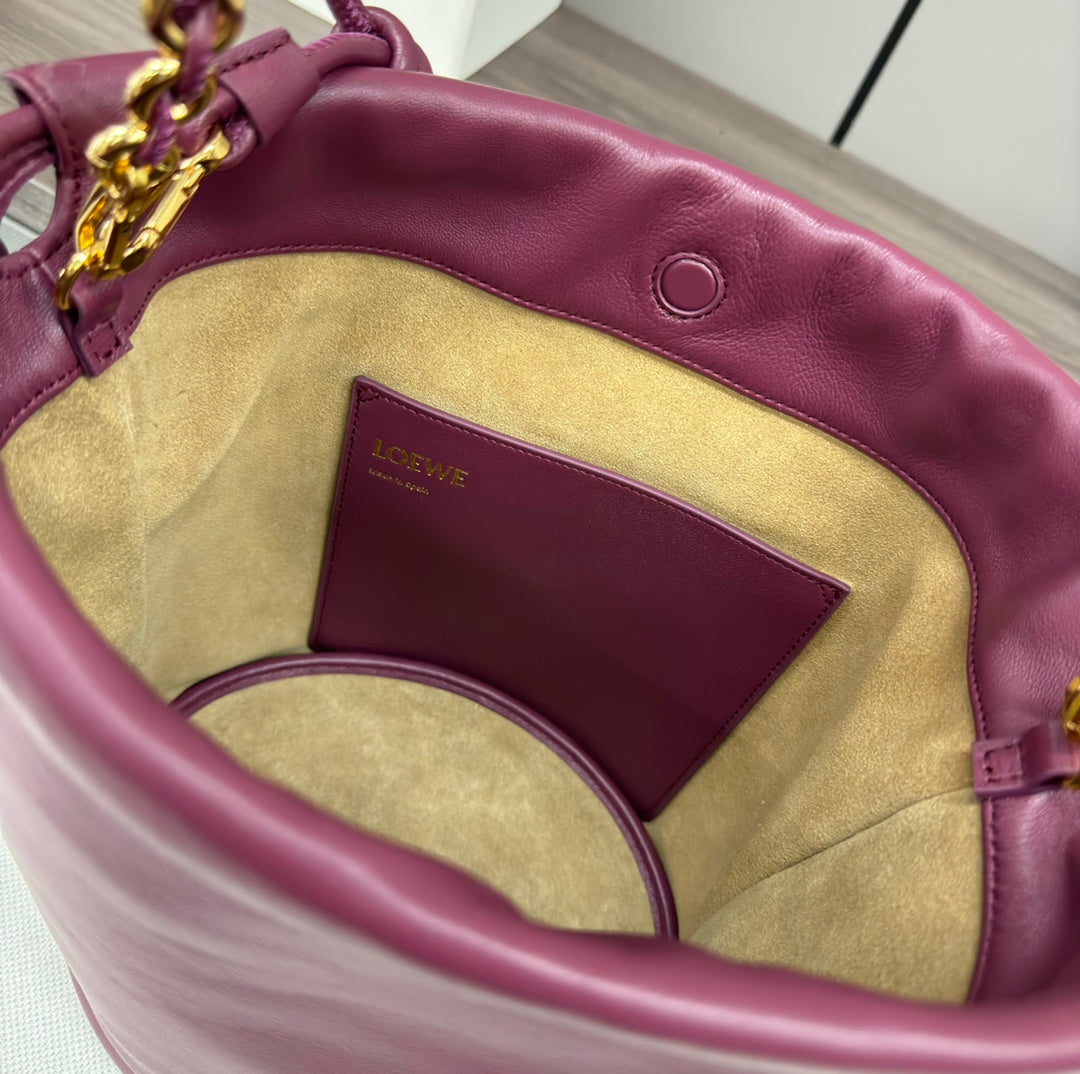 LOE 32 FLAMENCO PURSE BUCKET IN PLUM PURPLE LAMBSKIN mysite