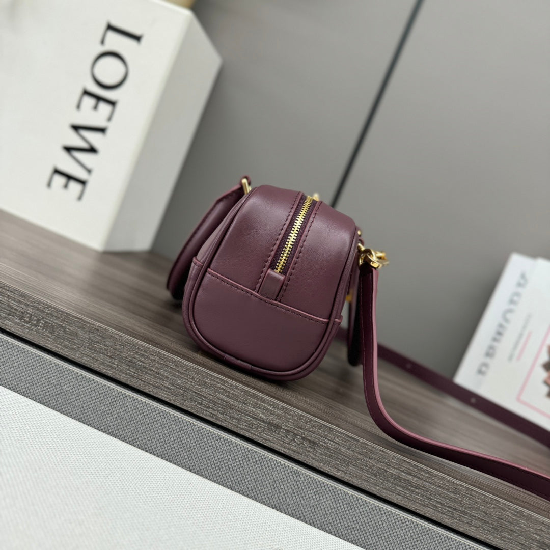 AMAZONA 23 CROPPED BAG IN SANGRIA PURPLE SOFT GRAINED CALFSKIN mysite