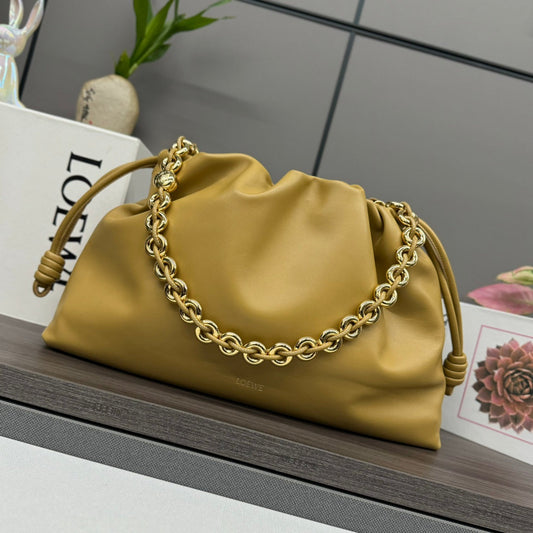 LOE LARGE 41 FLAMENCO PURSE BUCKET IN DIJON YELLOW LAMBSKIN GOLD HARDWARE mysite