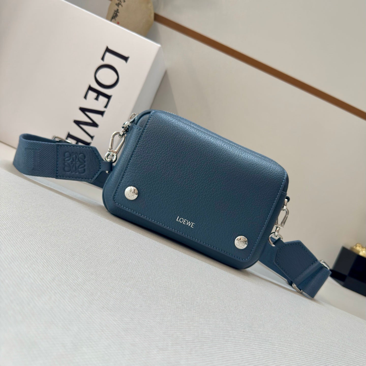 Loewe Messenger Bags 20 Navy Blue Cowhide mysite