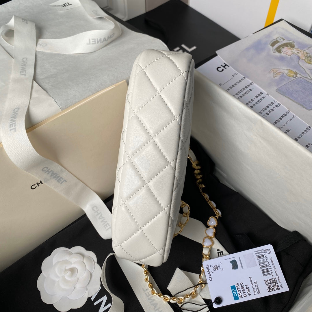 24p cc hobo bag 20cm white lambskin gold hardware mysite