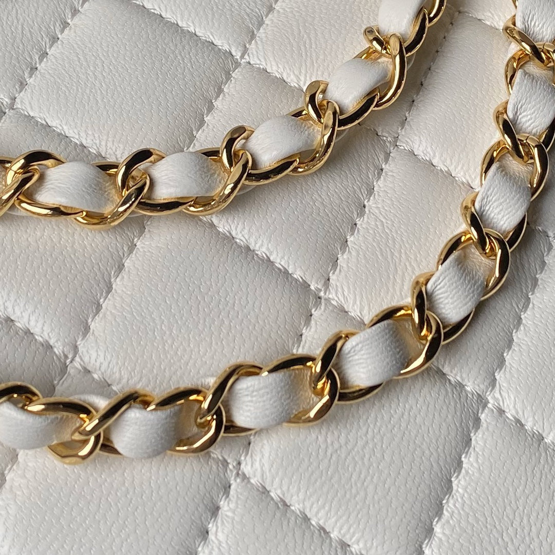 24p cc hobo bag 20cm white lambskin gold hardware mysite