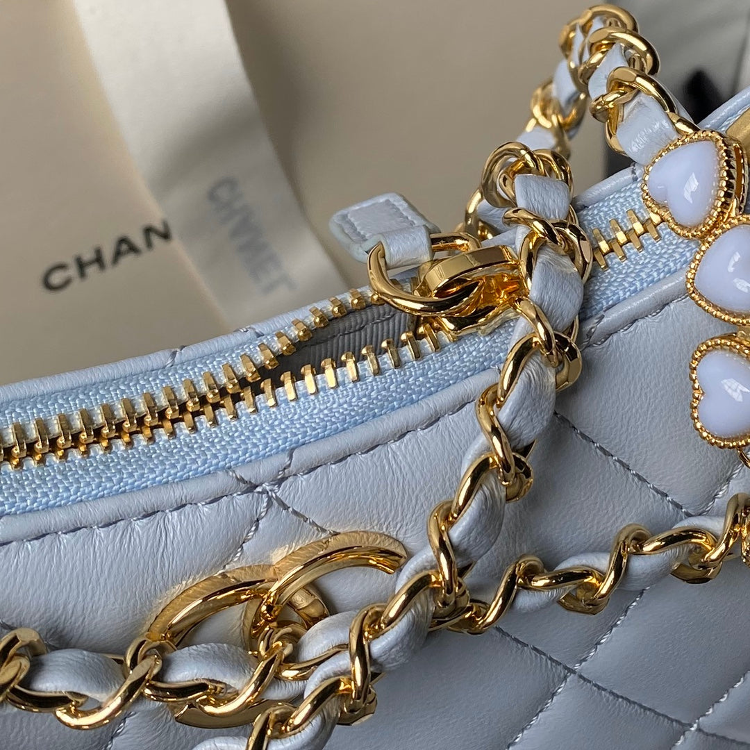 24p cc hobo bag 20cm cloud blue lambskin gold hardware mysite