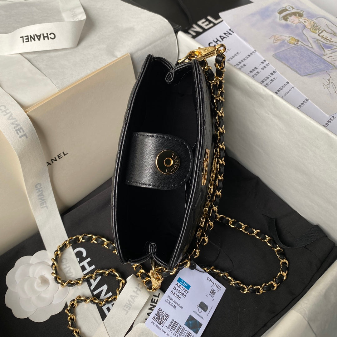 24p clutch with chain 19cm black lambskin mysite