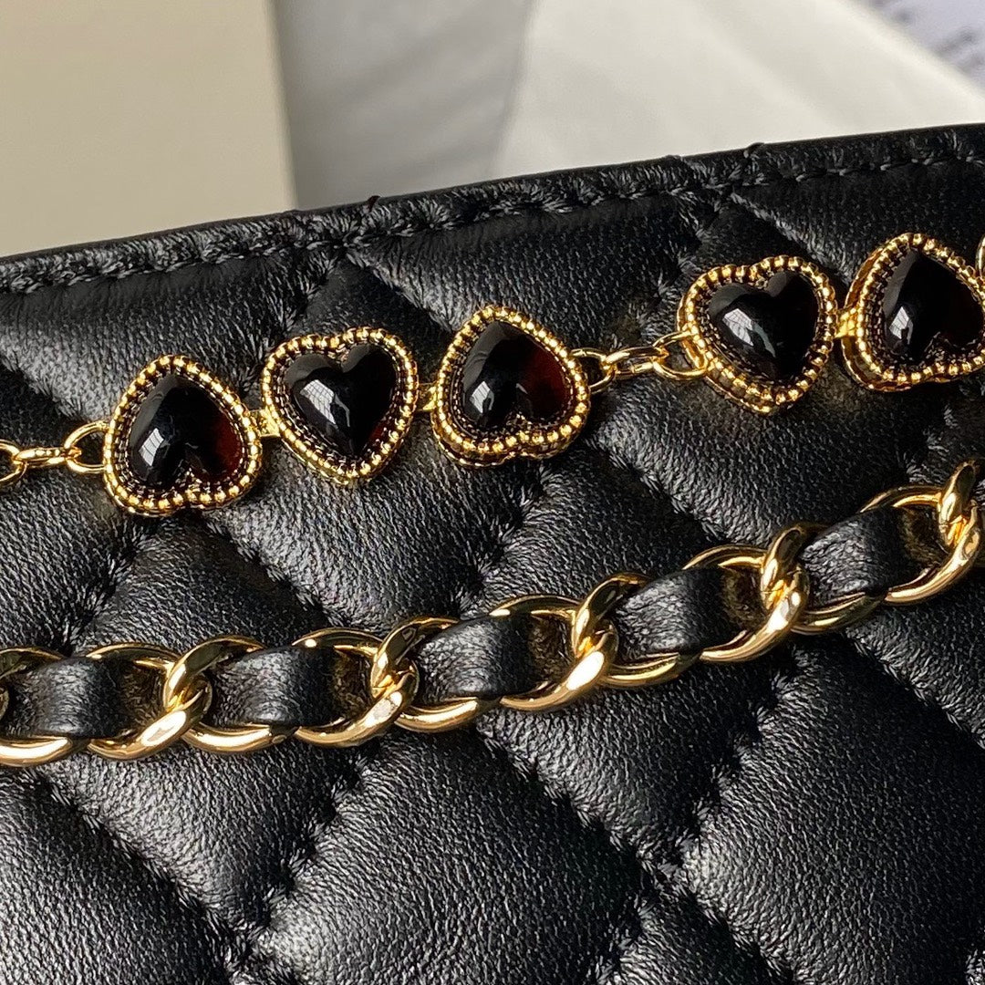 24p clutch with chain 19cm black lambskin mysite
