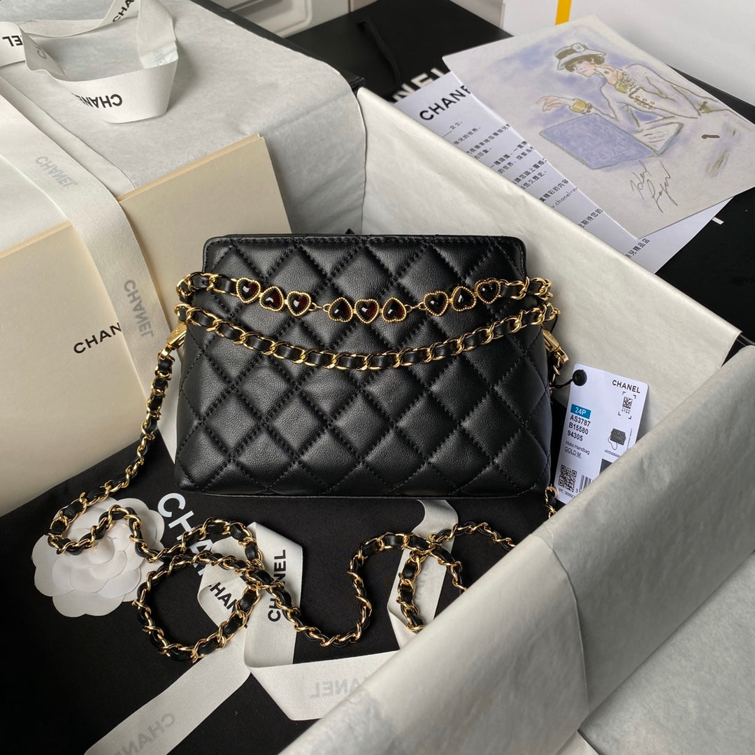 24p clutch with chain 19cm black lambskin mysite