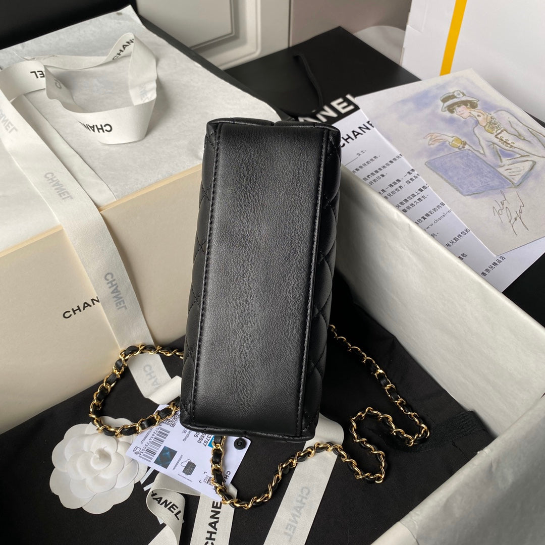 24p clutch with chain 19cm black lambskin mysite