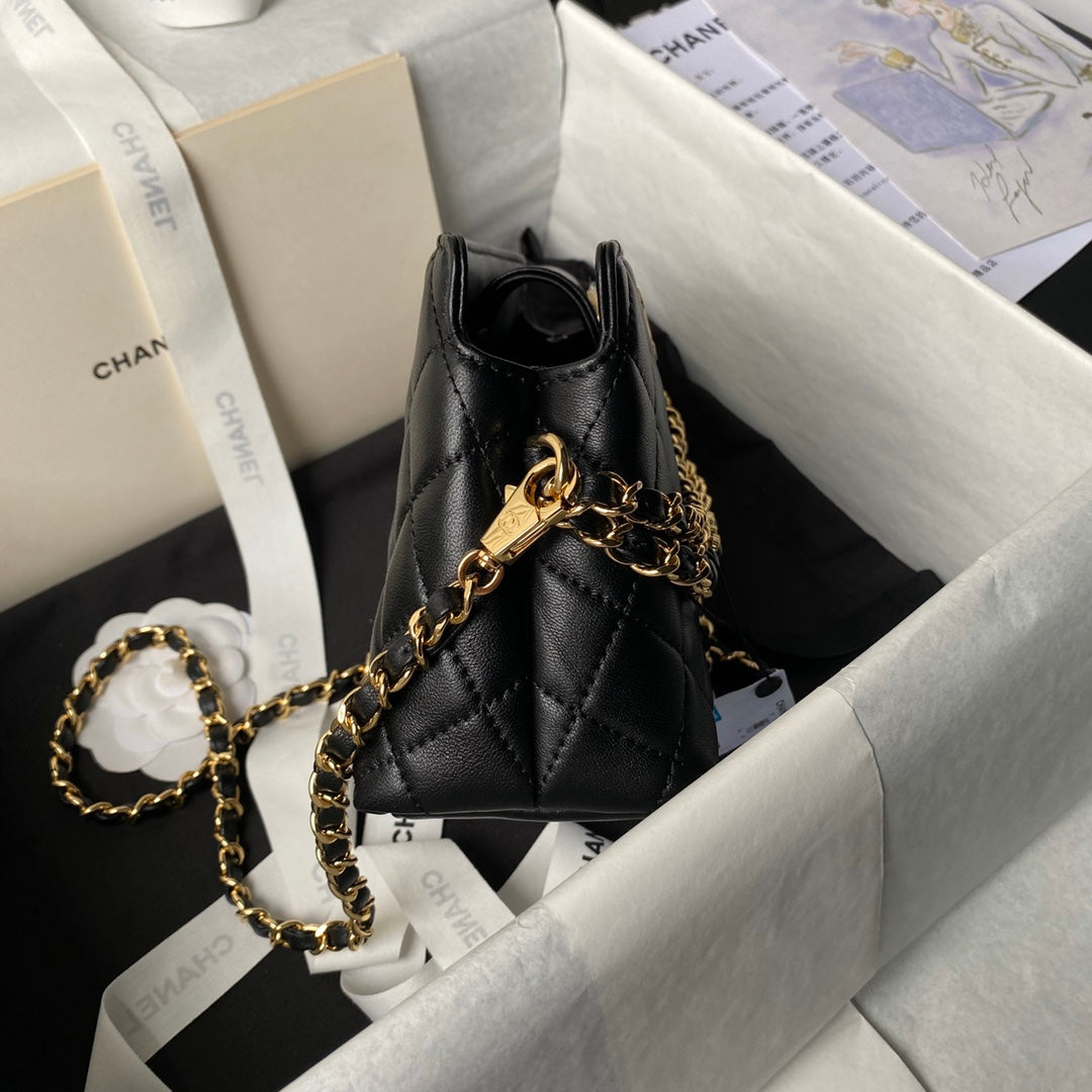 24p clutch with chain 19cm black lambskin mysite