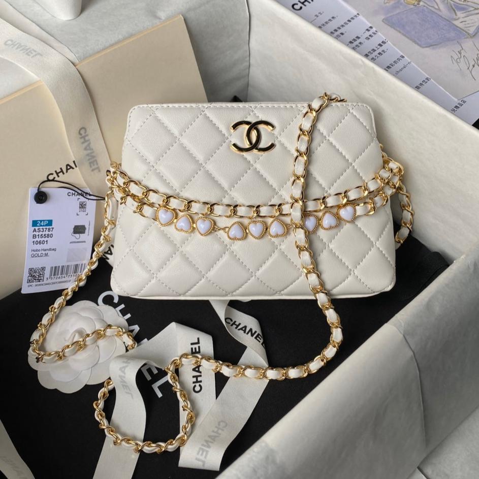 24p clutch with chain 19cm white lambskin mysite