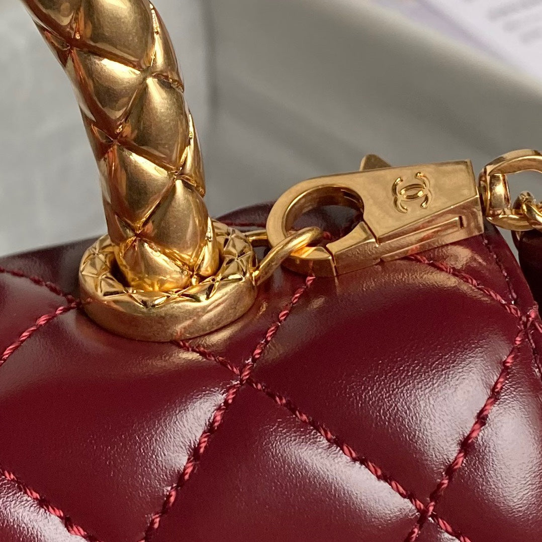 CC 24A Coco Handle Mini 19cm Burgundy Patent Calfskin Gold Hardware mysite