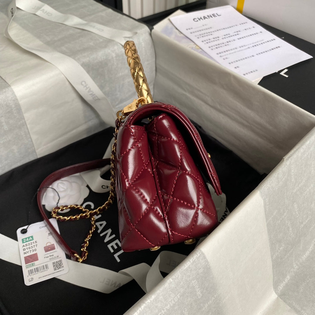 CC 24A Coco Handle Mini 19cm Burgundy Patent Calfskin Gold Hardware mysite