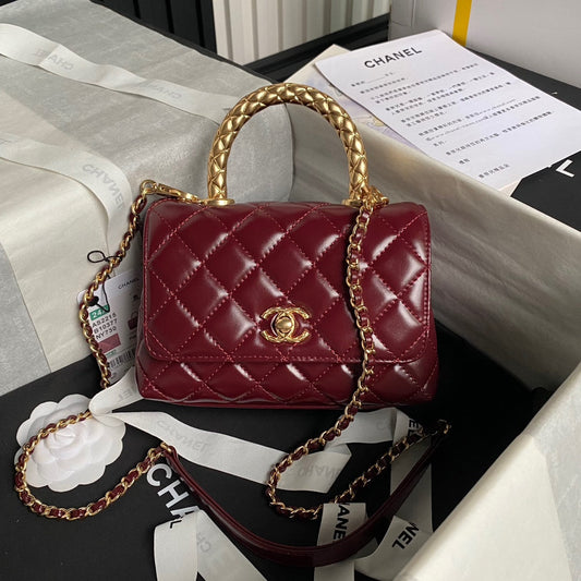 CC 24A Coco Handle Mini 19cm Burgundy Patent Calfskin Gold Hardware mysite
