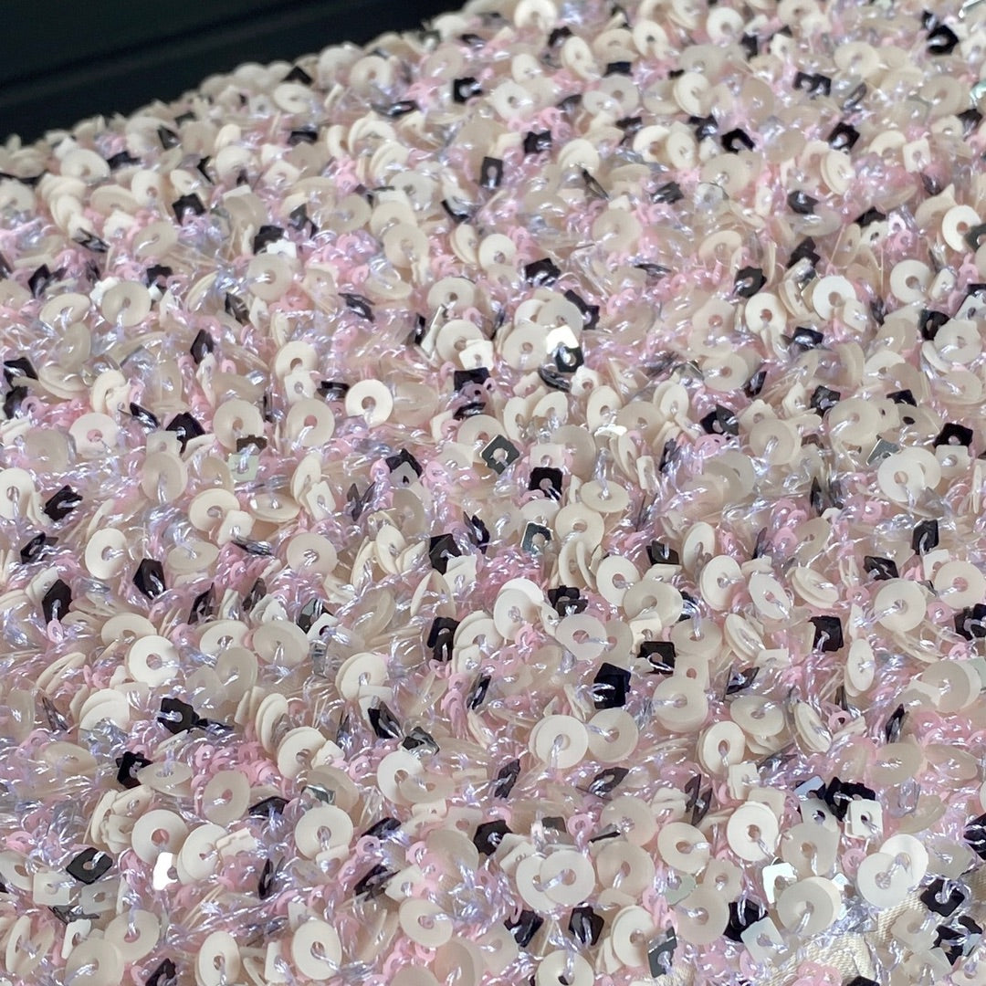 CC 24K Flap Bag 20cm Pink White Sequin Beige Lambskin mysite