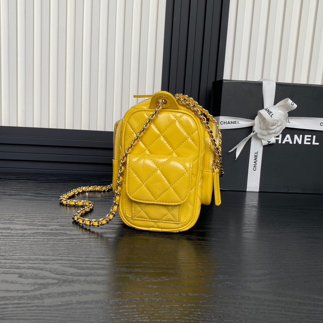 24K Camera Bag Yellow Calfskin Gold Hardware mysite