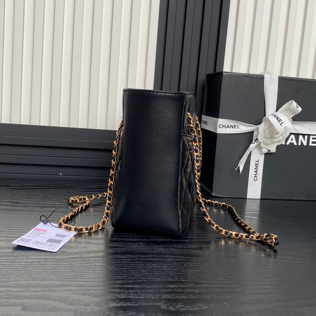 24K Shopping Bag 28cm Black Calfskin Gold Hardware mysite