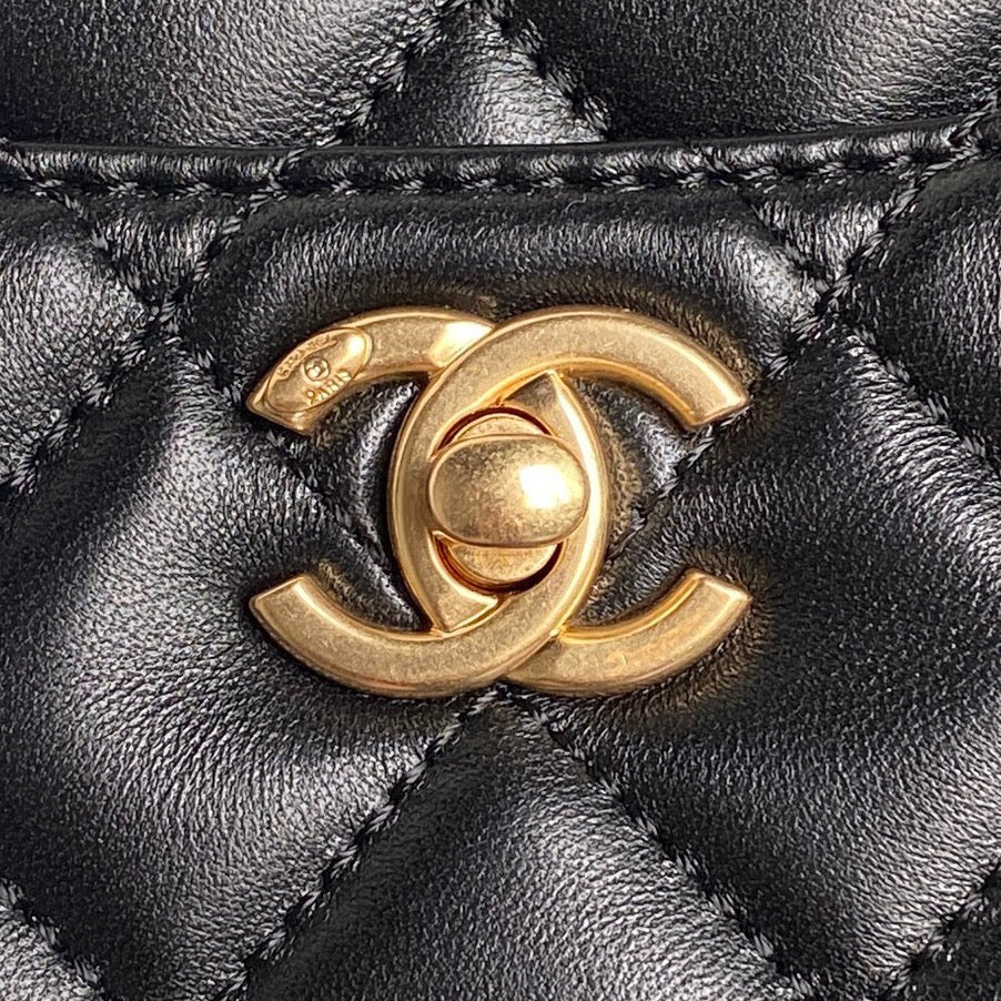 24K Shopping Bag 28cm Black Calfskin Gold Hardware mysite