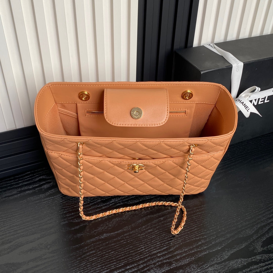24K Shopping Bag 32cm Brown Calfskin Gold Hardware mysite