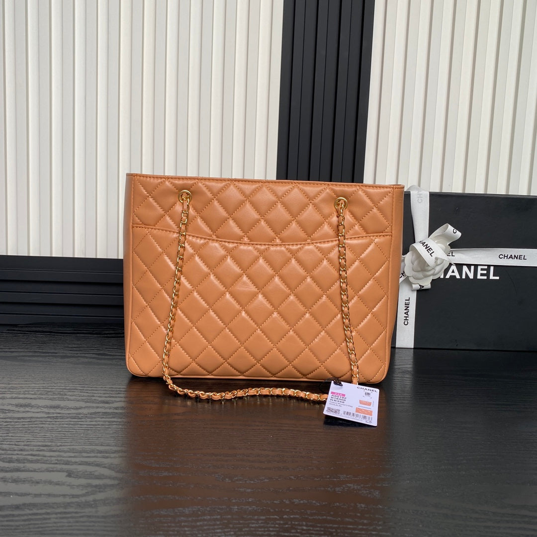 24K Shopping Bag 32cm Brown Calfskin Gold Hardware mysite