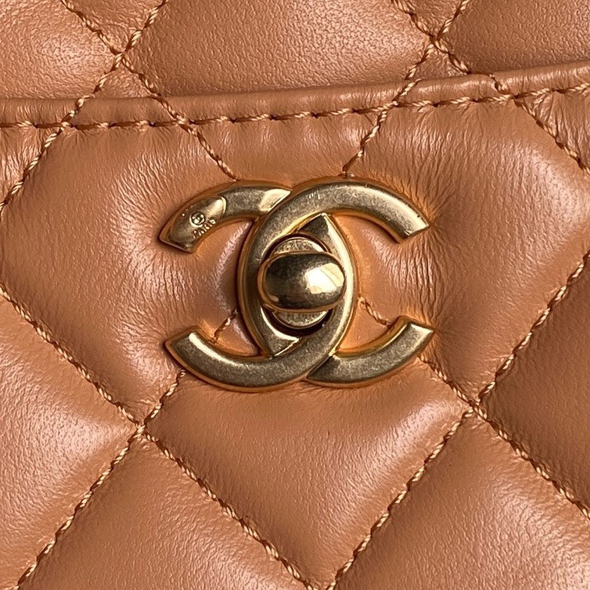 24K Shopping Bag 32cm Brown Calfskin Gold Hardware mysite