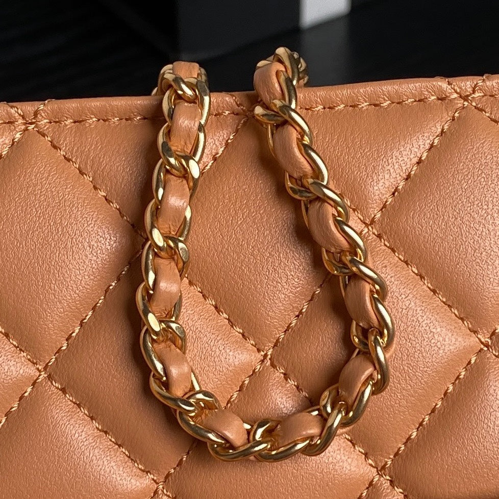 24K Shopping Bag 32cm Brown Calfskin Gold Hardware mysite