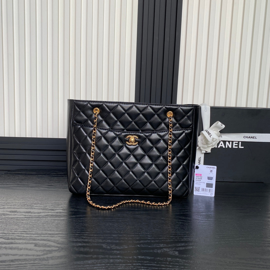 24K Shopping Bag 32cm Black Calfskin Gold Hardware mysite