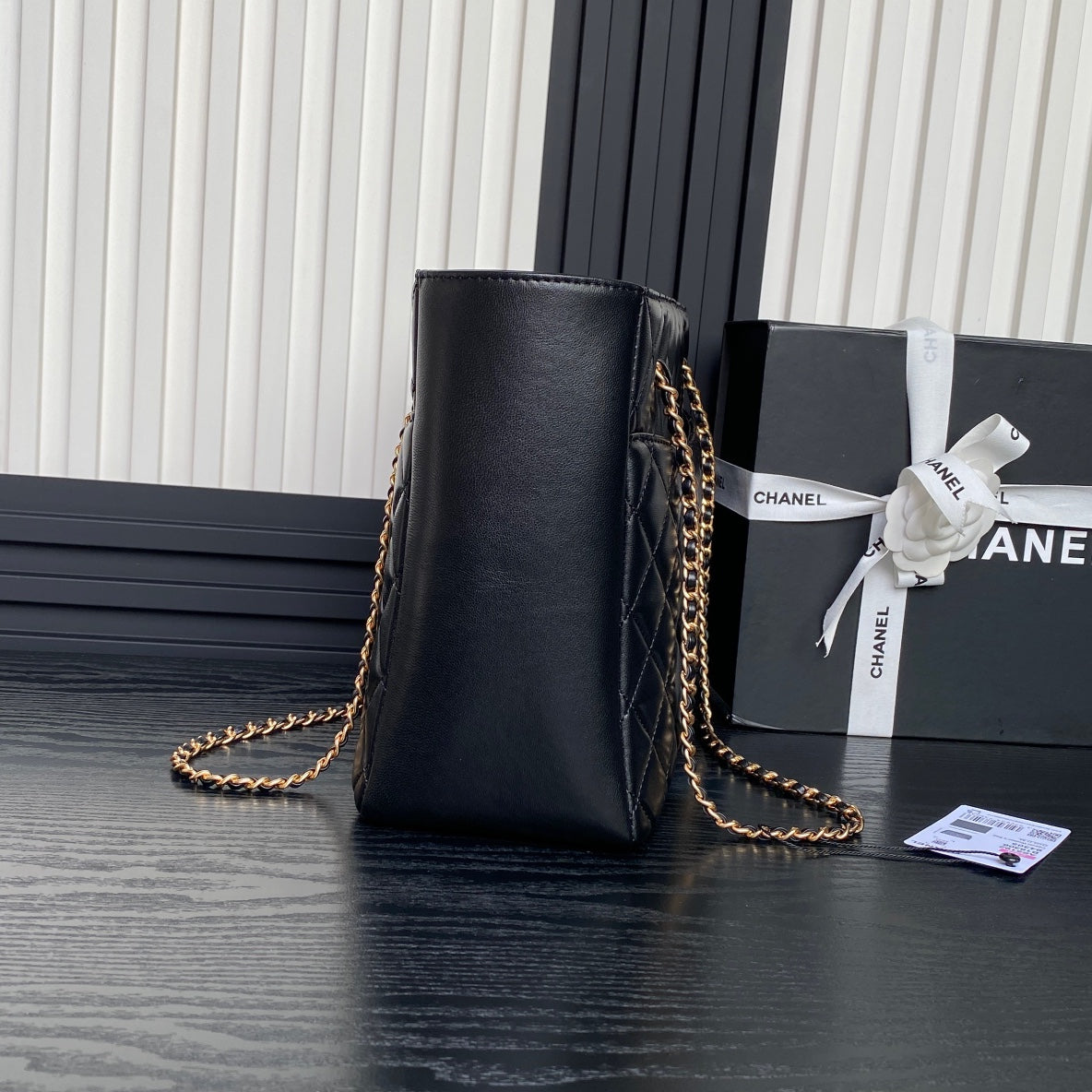 24K Shopping Bag 32cm Black Calfskin Gold Hardware mysite