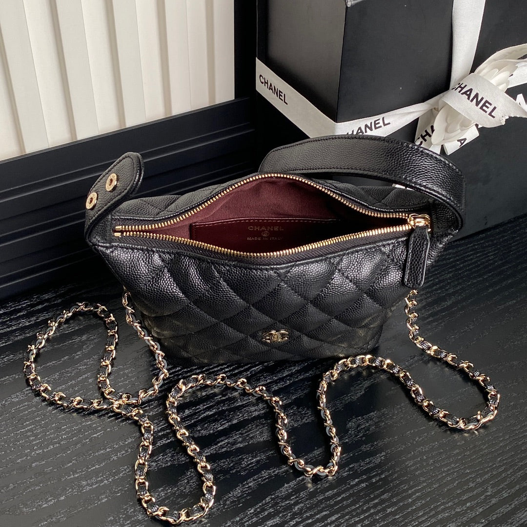 CC 25C Hobo Bag 21.5cm Top Handle Black Grained Calfskin mysite