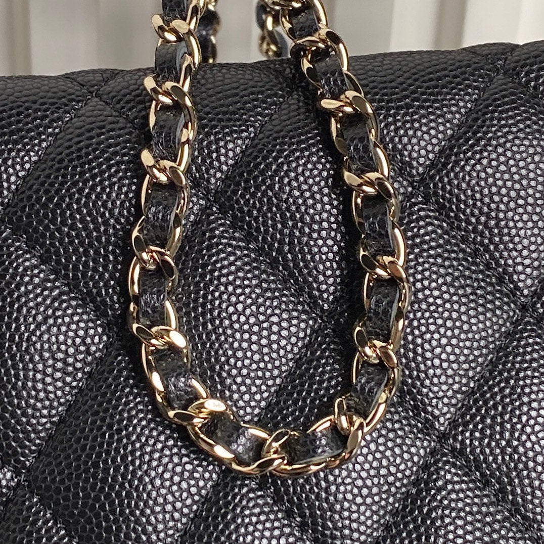 CC 25C Hobo Bag 21.5cm Top Handle Black Grained Calfskin mysite