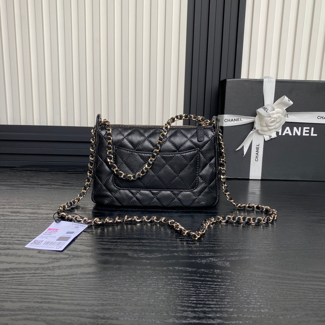 CC 25C Clutch With Strap 21cm Black Calfskin mysite