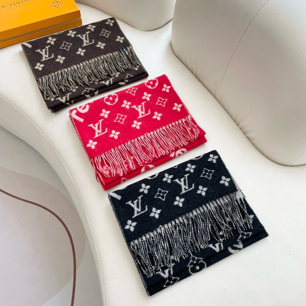 SUPREME X MONOGRAM 180 CM SCARF IN CHERRY RED WOOL AND CASHMERE 392942 mysite