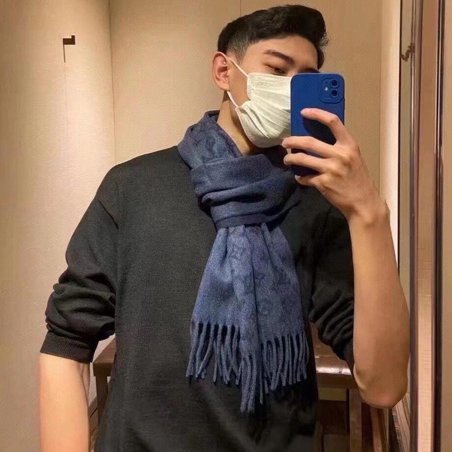 MONOGRAM GRADIENT 180 CM SCARF MIDNIGHT BLUE CASHMERE 392956 mysite