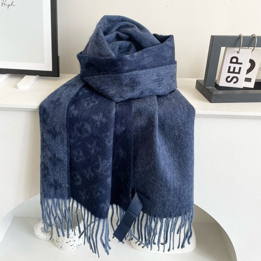 MONOGRAM GRADIENT 180 CM SCARF MIDNIGHT BLUE CASHMERE 392956 mysite
