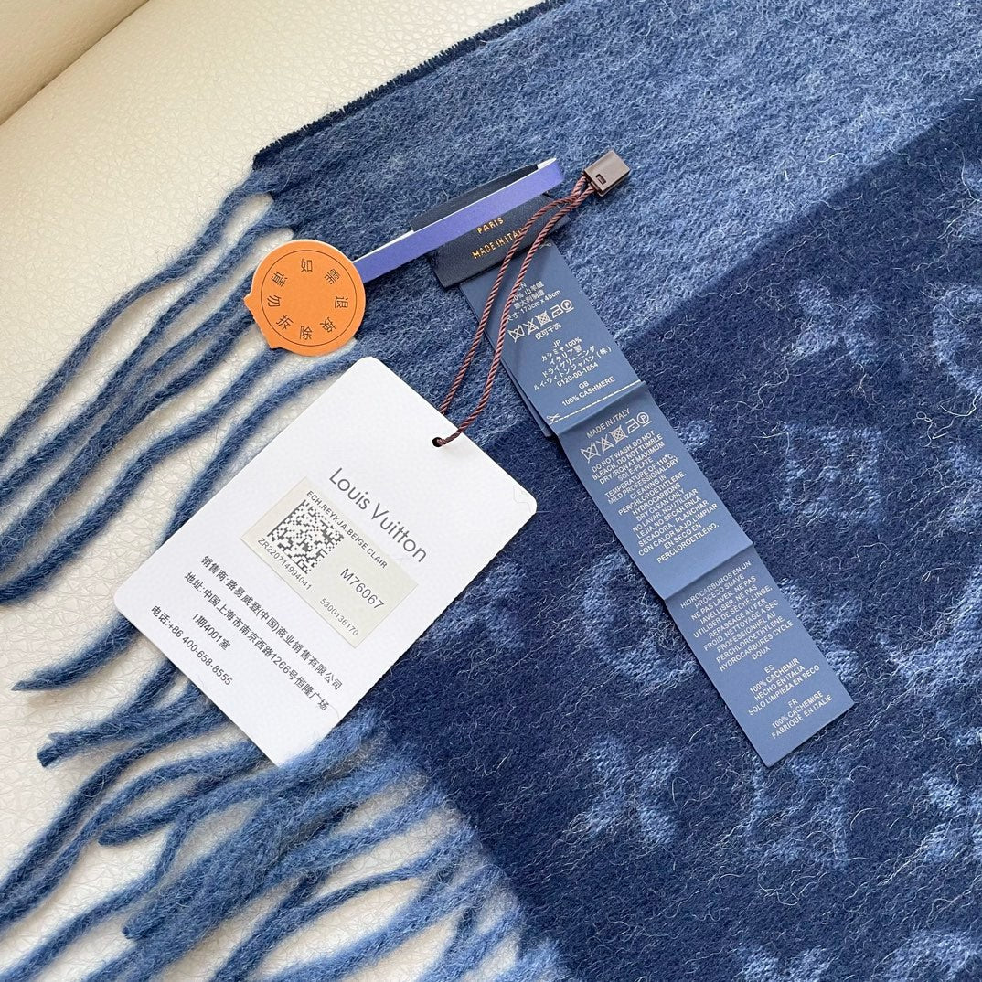 MONOGRAM GRADIENT 180 CM SCARF MIDNIGHT BLUE CASHMERE 392956 mysite