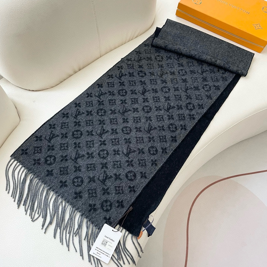 MONOGRAM GRADIENT 180 CM SCARF BLACK CASHMERE 392957 mysite