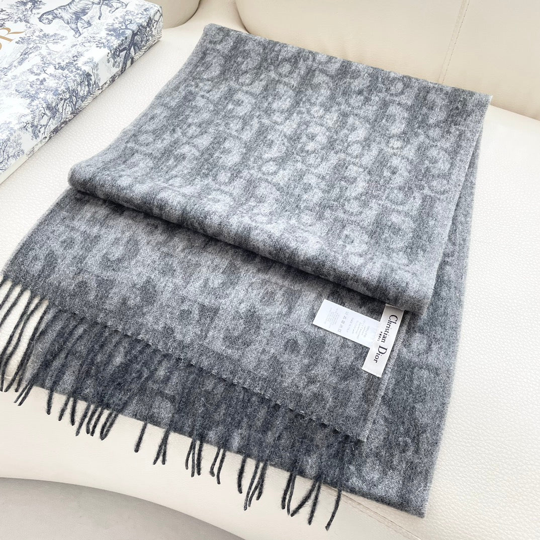 SCARF 180 CM IN MOUSE GRAY CASHMERE AND WOOL 405471 mysite